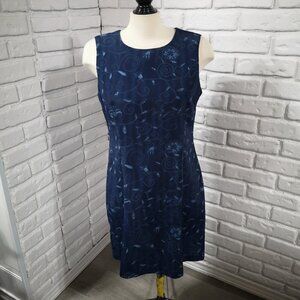 Scarlet Ladies Size 13/14 Navy w/ Pattern Made in Canada Sleeveless Midi Dress